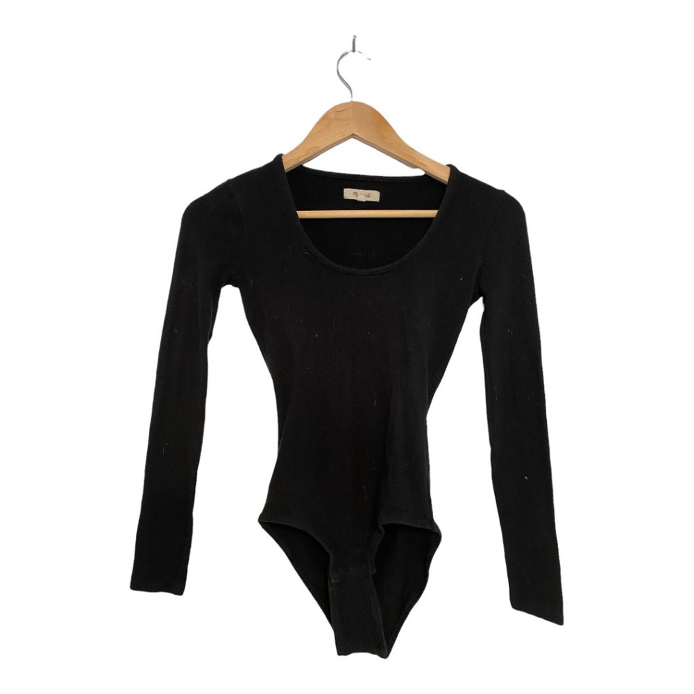 Madewell Black Long Sleeve Scoop Neck Bodysuit
